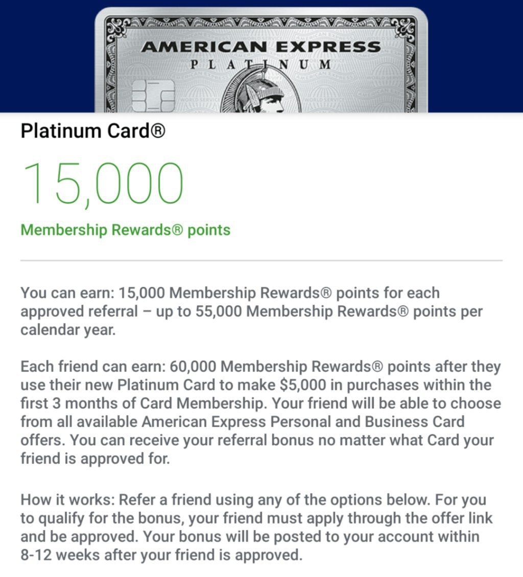 Share Your American Express Platinum Card Referral Links Refer a Friend