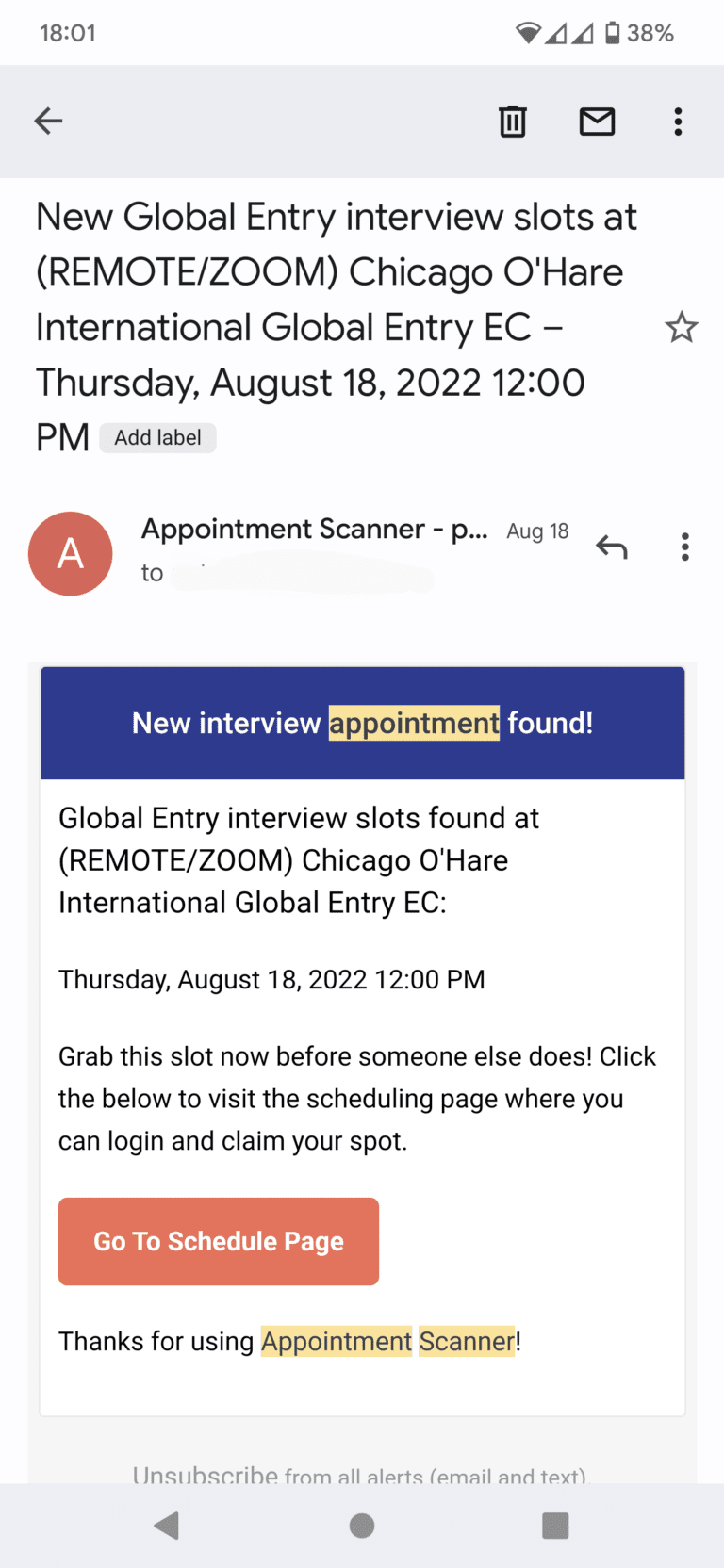 Find a global entry interview with appointment scanner review